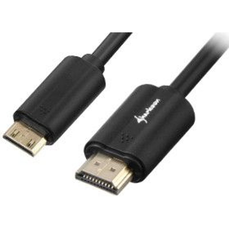 Sharkoon - Câble HDMI avec Ethernet - 19 pin mini HDMI Type C mâle pour HDMI mâle - 1 m - blindé - noir - support 4K
