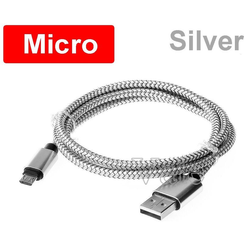 Câble Micro USB type c 3.1 tressé pour recharge rapide et synchronisation de données, cordon de chargeur pour téléphone Samsung, Huawei et Android - Micro-Silver1m - 21SJX0427C05363