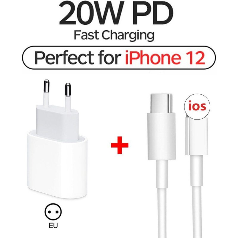 2021 Charge Rapide 20w Usb C Type C Câble Chargeur Adaptateur 100 240v Prise Murale Pour Iphone 12 Pro Max Mini 12pro 11 Xs Se Ipad - White - 21sjx0427a10455
