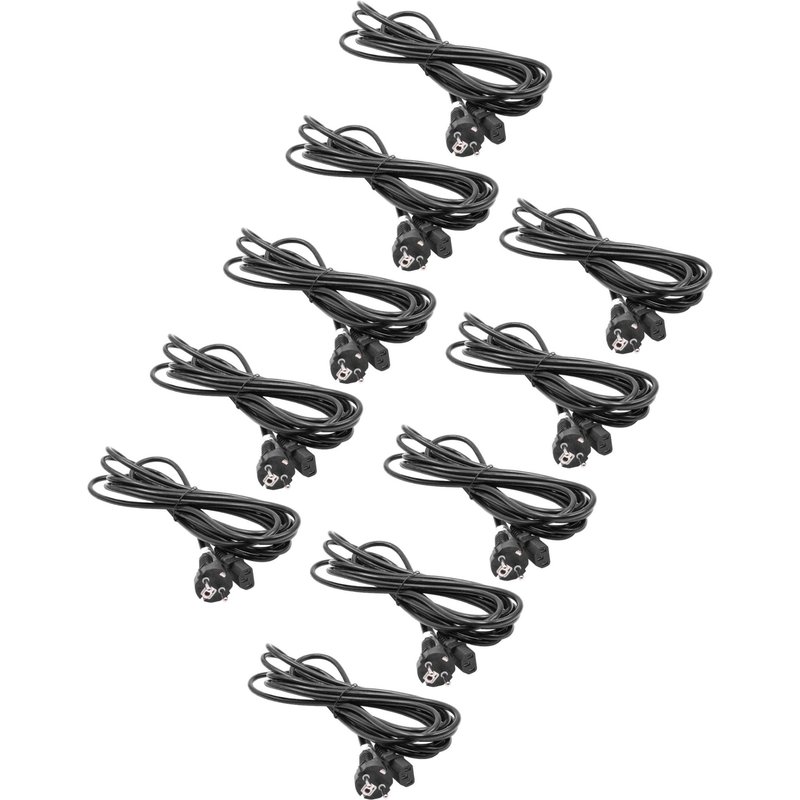 vhbw 10x Câble d'alimentation cordon électrique Schuko Secteur Prise C13 3 dents 5m pour PC portable, moniteur, imprimante