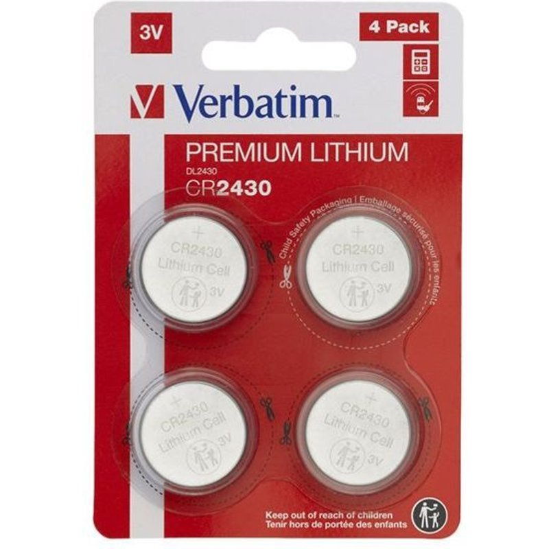 Pile Verbatim CR2430 - Pile au lithium 3V (pack de 4)