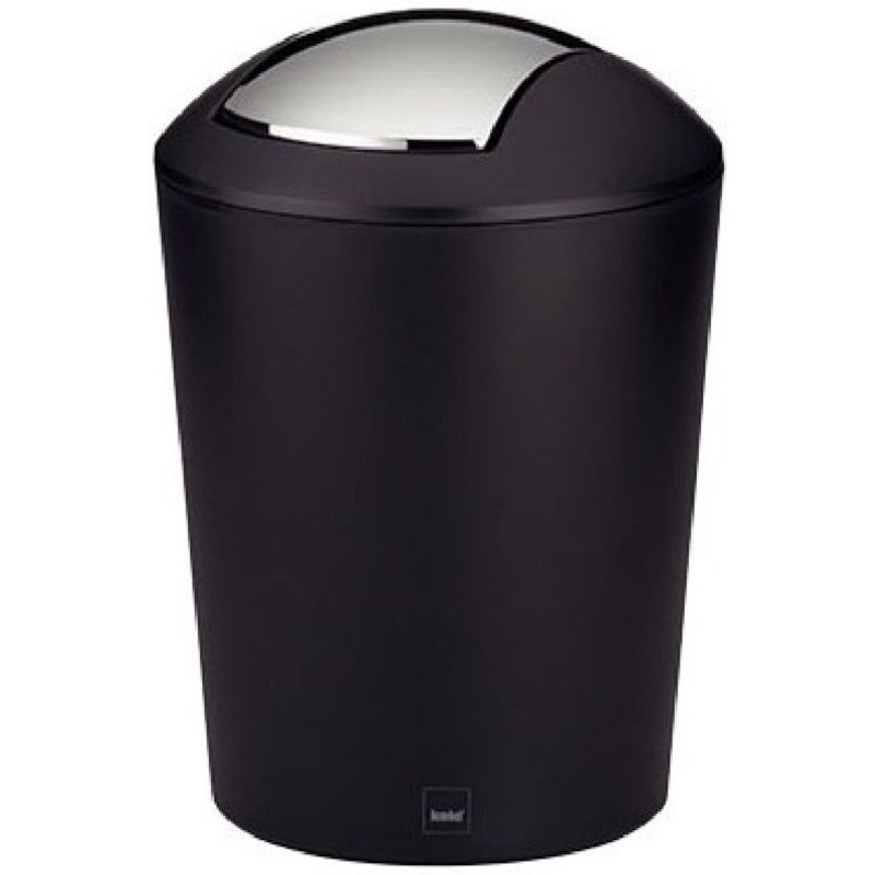 Poubelle de salle de bain en plastique noir et argent 5L