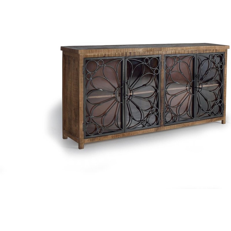 Buffet En Bois Manguier Et Métal Noir