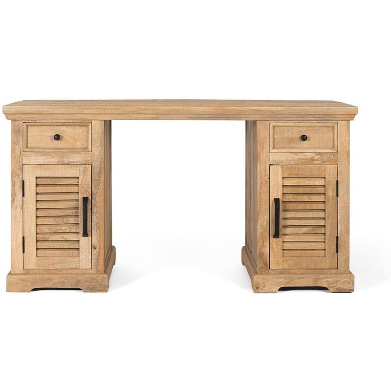Bureau Avec 2 Portes Et 2 Tiroirs En Bois De Manguier Naturel