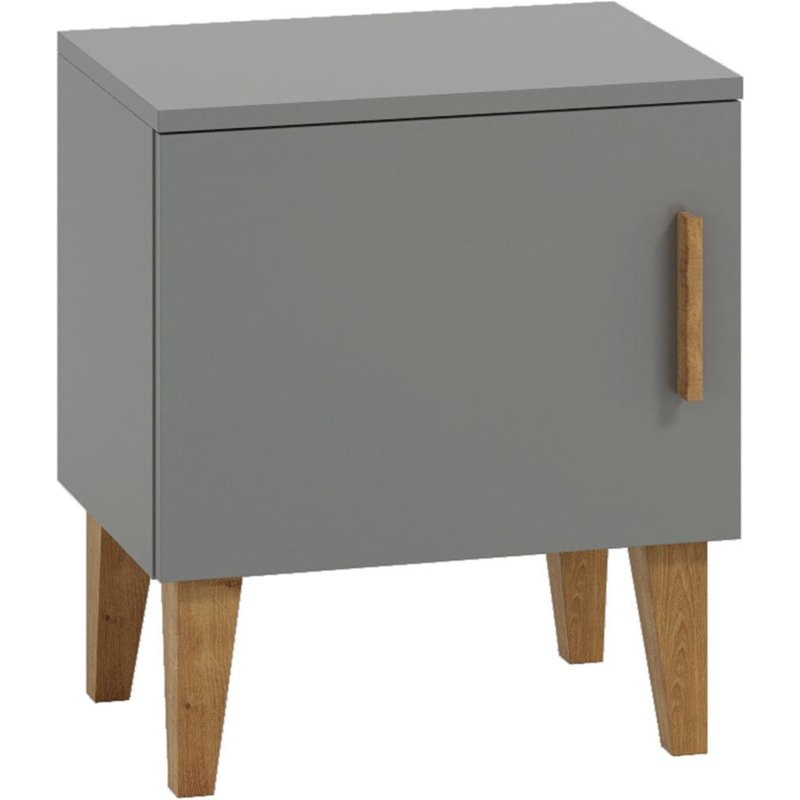 Chevet 1 Porte Gris Et Chêne