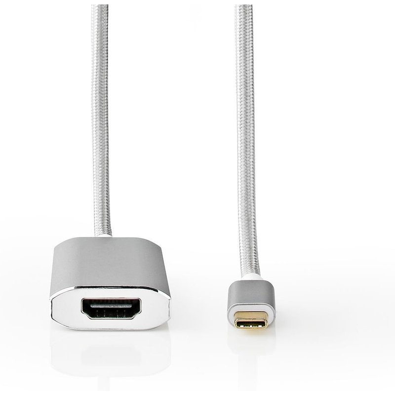 Nedis Adaptateur USB USB 3.2 Gen 1 USB Type-C? Mâle HDMI? Connecteur 2.00 m Rond Plaqué or Nylon / Tressé Argent Sachet avec Fenetre