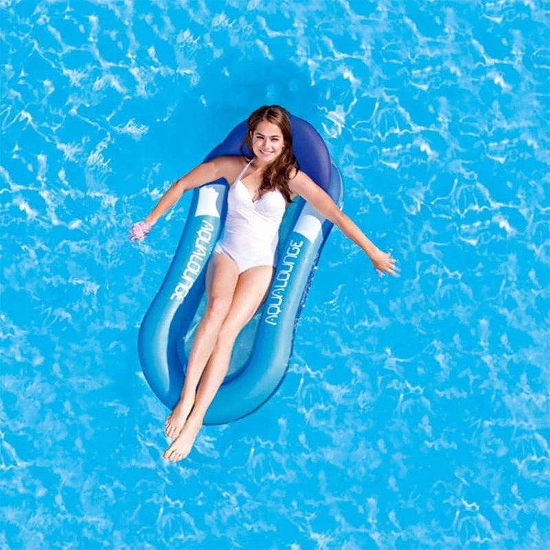 Lit Flottant Gonflable Filet, Lit Flottant Piscine Natation, Hamac D'eau Radeaux, Chaise Longue Flottante, Hamac Gonflable (Bleu)