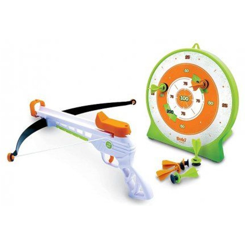 Set Enfant Arbalete Arc En Metal + 6 Flechettes Ventouse + Cible - Jeu De Tir Securite - Jouet Sport, Plein Air