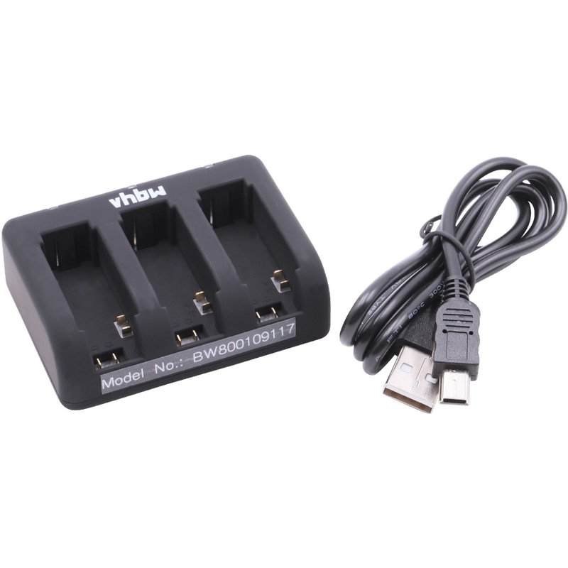 vhbw Chargeur de batterie USB compatible avec GoPro HD Hero 4 + Plus, 4 Black Edition, 4 Silver Edition caméra, DSLR, action-cam - Chargeur triple