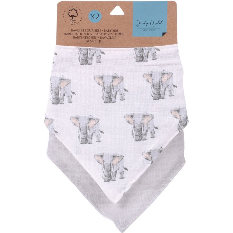 Lot De 2 Bavoirs Bandana Pour Enfant - Modèle Eléphant