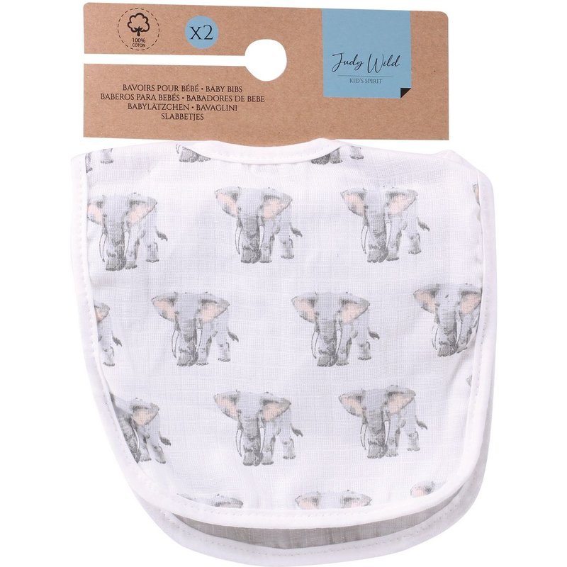 Lot De 2 Bavoirs Pour Enfant - 32 X 22 Cm - Modèle Eléphant