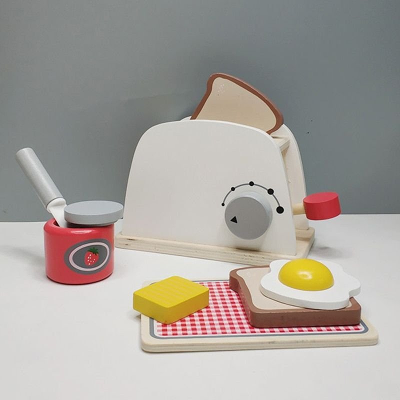 Ensemble De Jeux De Simulation En Bois Pour Enfants, Grille Pain De Simulation, Machine À Café, Mélangeur, Kit De Cuisson, Mélangeur De Jeu, Jouet De Rôle De Cuisine Lava1