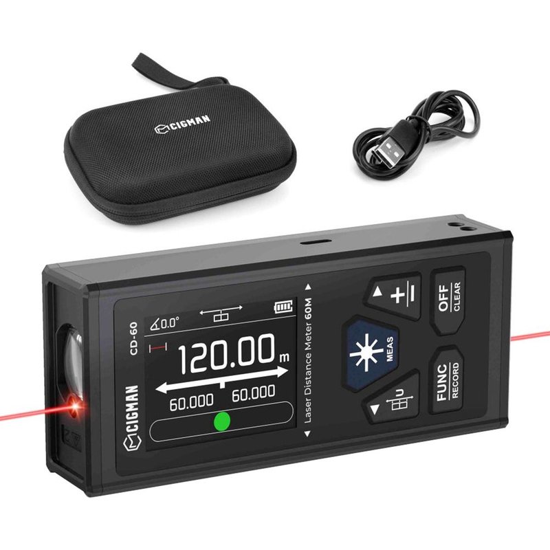 CIGMAN CD-60 Télémètre laser bilatéral, mesure bilatérale 393 pieds/120M, avec plusieurs unités M/in/Ft