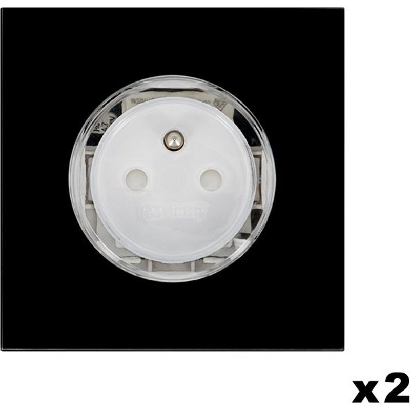 LOT DE 2 PRISE 2P+T INTELLIGENTE VERRE NOIR