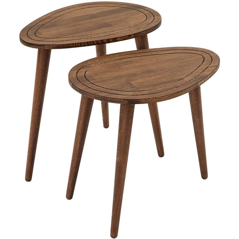 Lot De 2 Tables D'appoint Théodore En Bois Massif - Marron