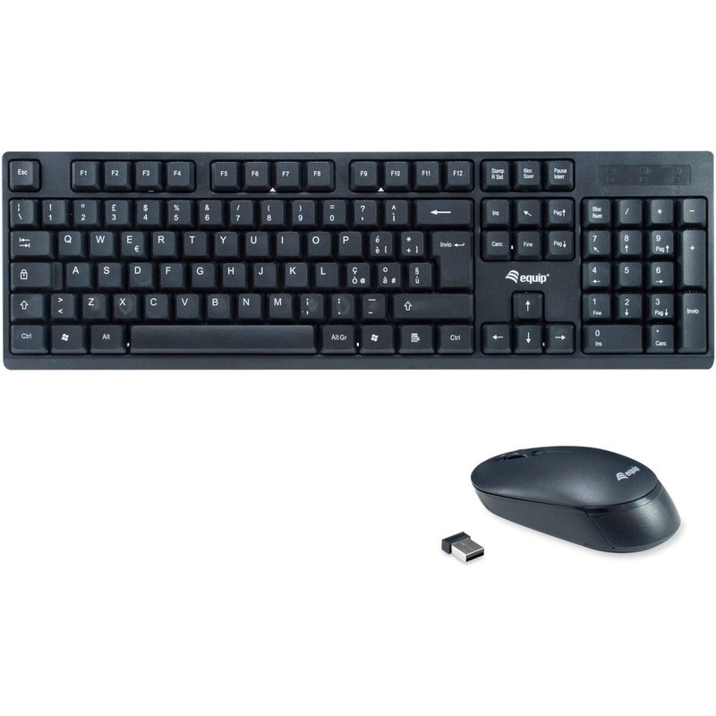 Equip 245223 clavier Souris incluse Bureau RF sans fil QWERTY Italien Noir