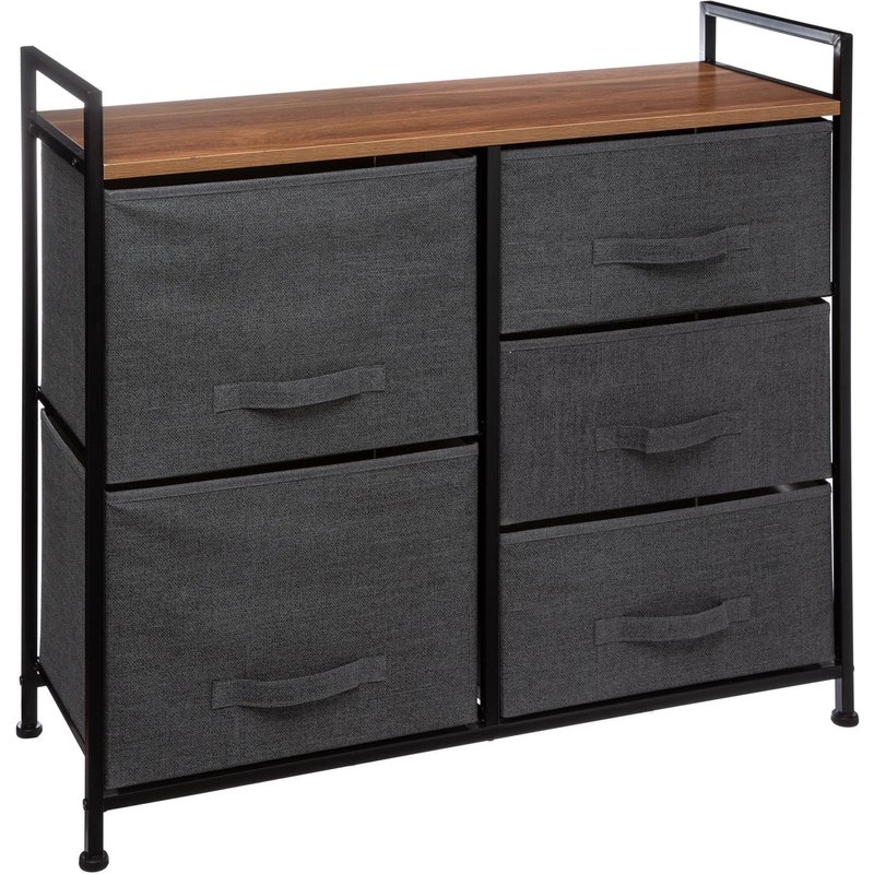 Meuble De Rangement À 5 Tiroirs - Gris Foncé