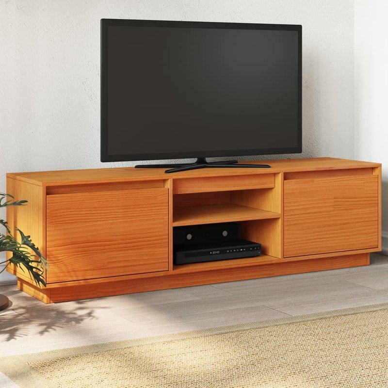 Vidaxl Meuble Tv Cire Marron 140x35x40 Cm Bois Pin Massif
