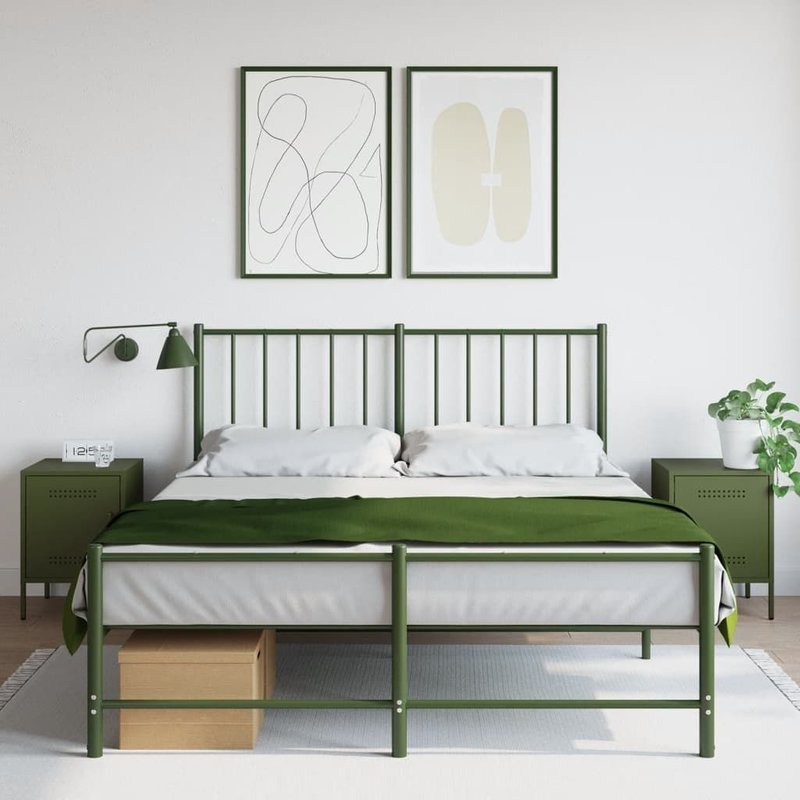 Vidaxl Tables De Chevet 2 Pcs Vert Olive 36x39x50,5 Cm Acier