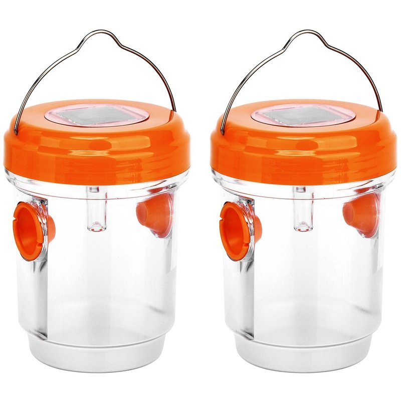 Attrape guêpe suspendu jaune, 2 pièces/paquet, efficace, à énergie solaire, réutilisable, contrôle des insectes de jardin, extérieur, nid d