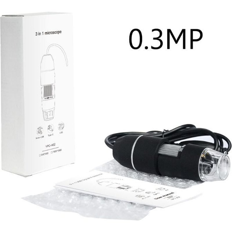 3in1 USB type-c Micro-USB 1000X Microscope 1080P 2MP pour téléphone OSX Windows PC