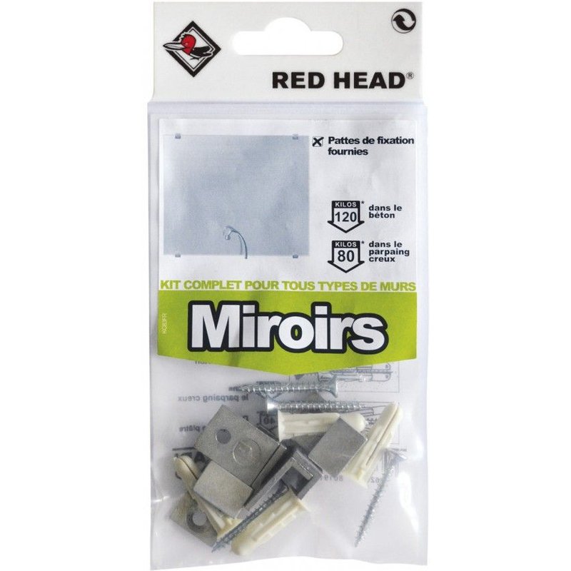 kit chevilles à expansion miroir RED HEAD, Diam.6 x L.25 mm