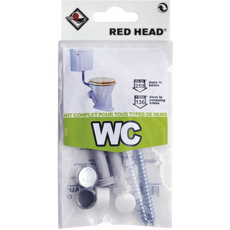 kit chevilles à verrouillage de forme wc RED HEAD, Diam.8