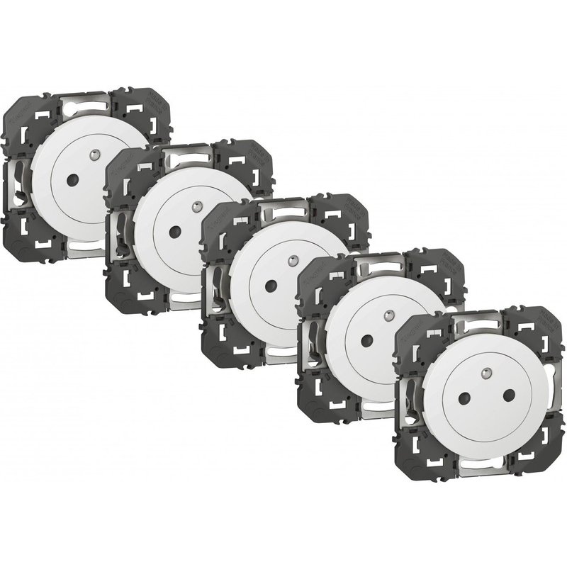 Lot de 5 prises avec terre Dooxie, LEGRAND, blanc