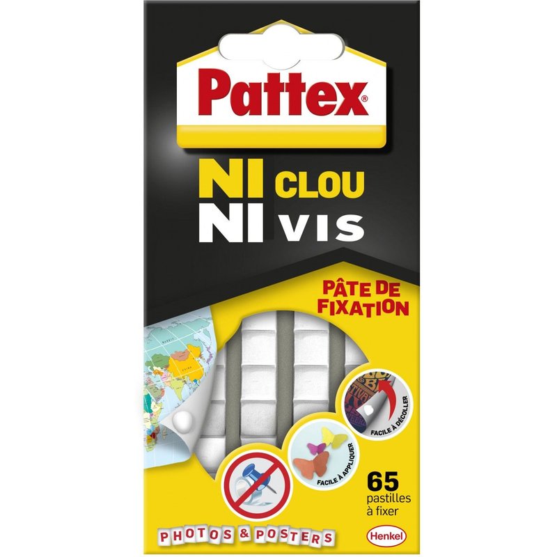 Lot de 65 pastilles adhésives PATTEX, Ni clou ni vis