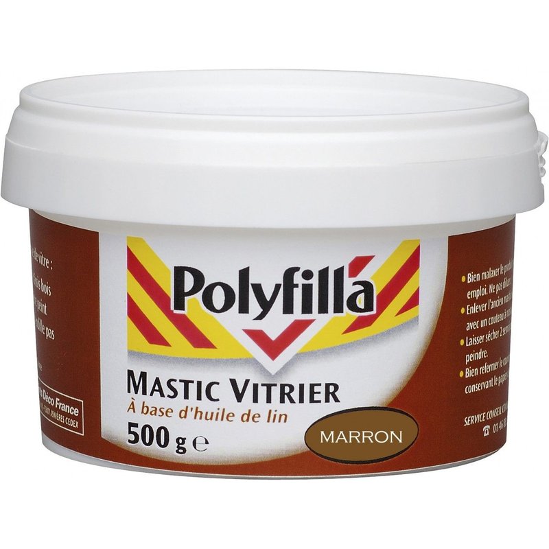 Mastic d'étanchéité vitrier POLYFILLA 500 g marron