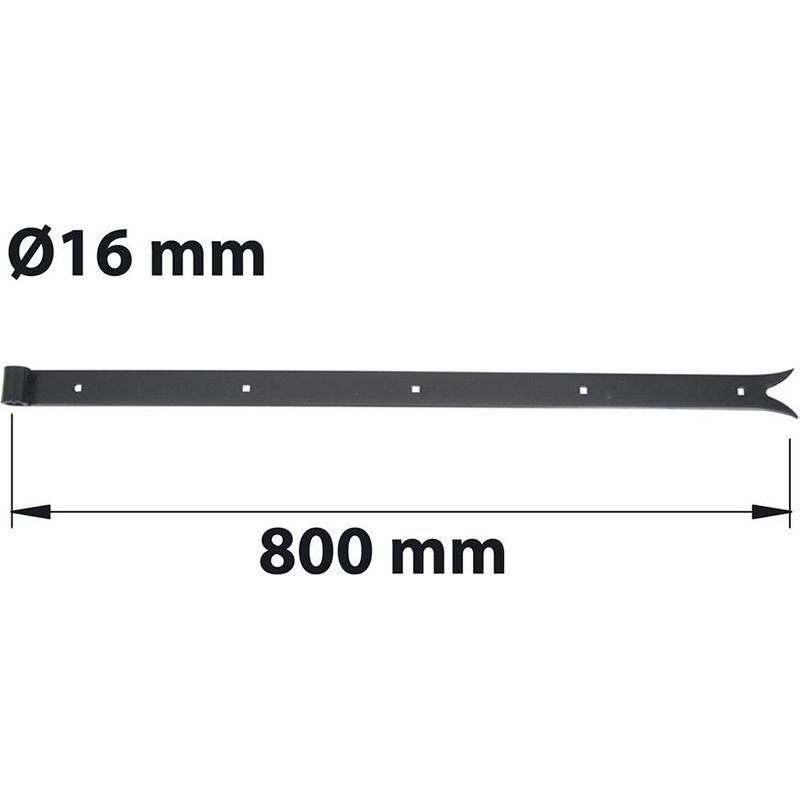 Penture à queue de carpe D16 40X5 L 800 mm acier noir pré-peint