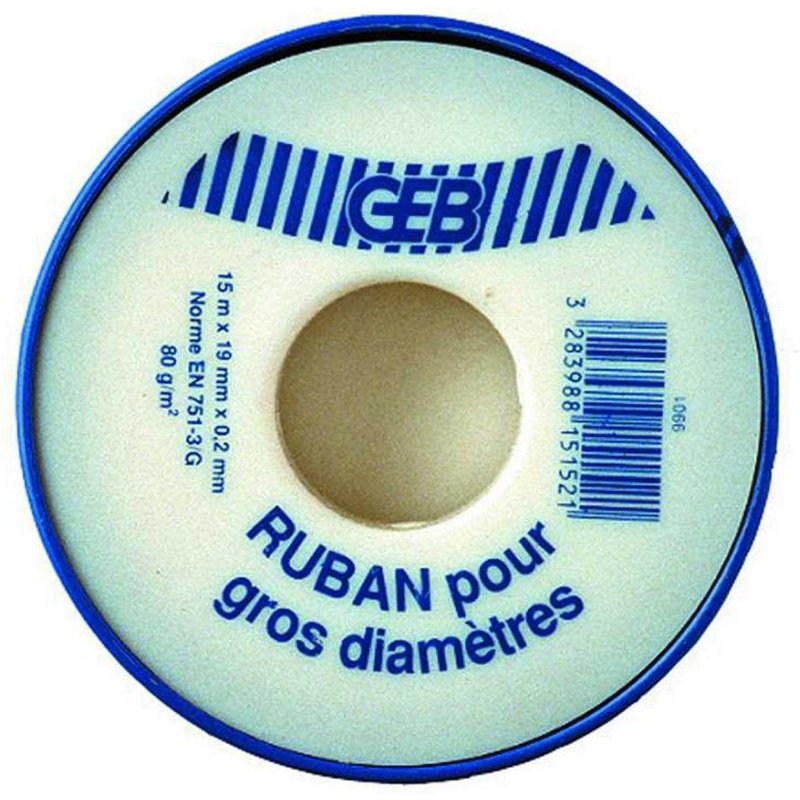 Ruban téflon ep.0.2 x l.19 mm x l.15 m GEB