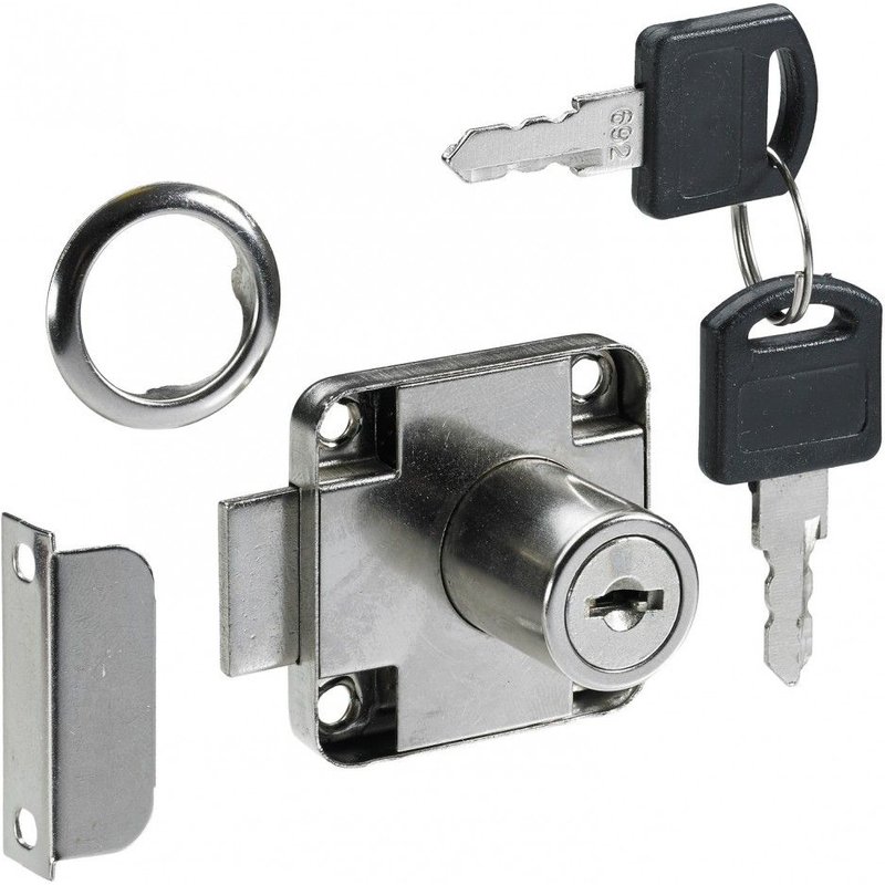 Serrure de meuble acier en applique HETTICH AXE 25 mm réversible