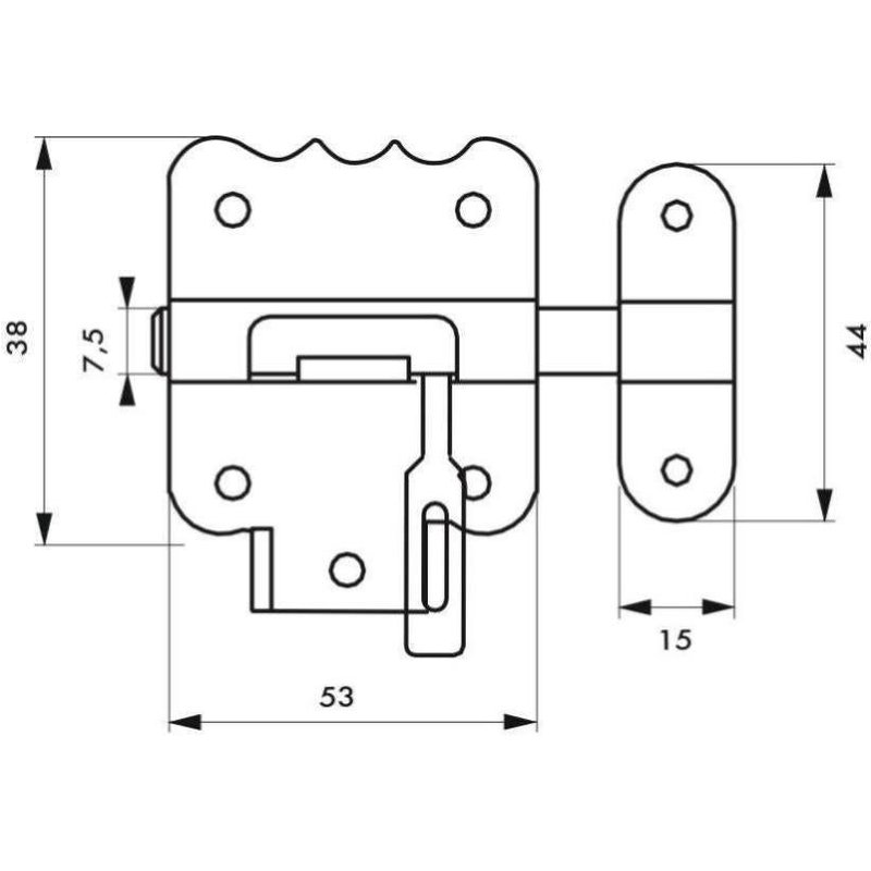 Targette à pêne rond THIRARD, acier zingué bronze