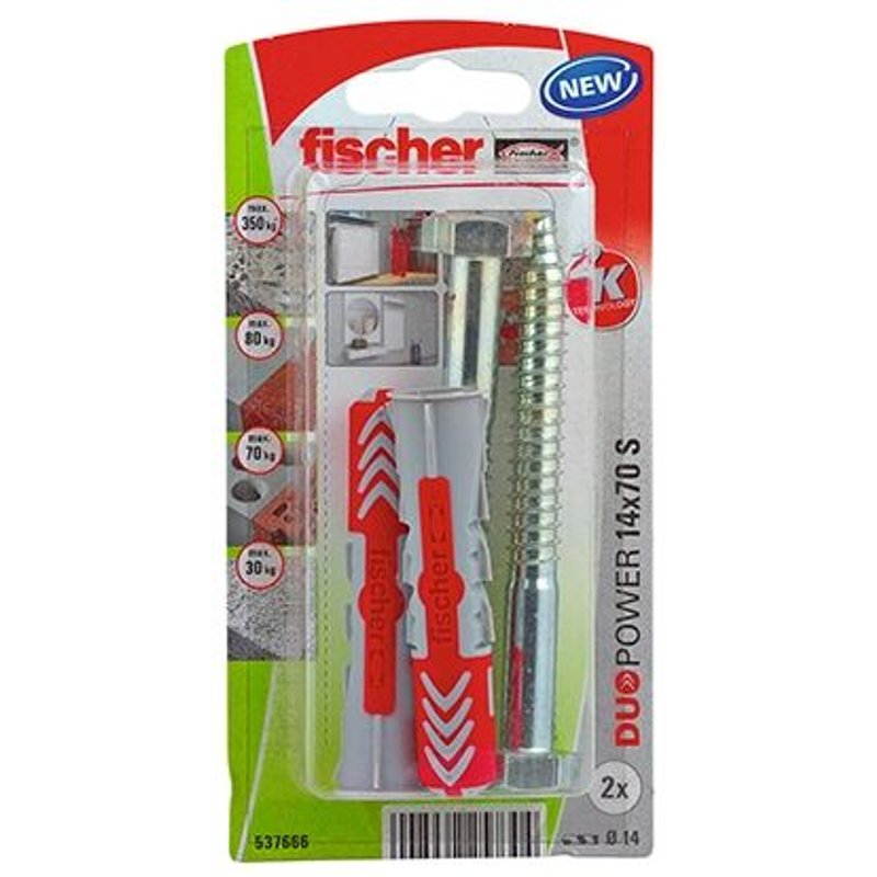 Chevilles et vis Duopower FISCHER, Diam.14 x L.70 mm