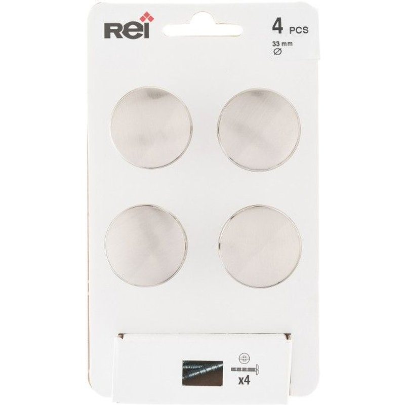 Lot de 4 boutons de meuble Rond zamak brossé H.27 x l.33 x P.33 mm