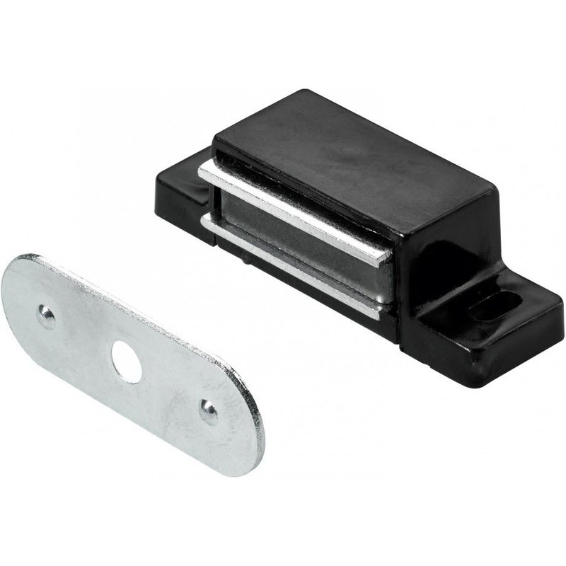 Lot de 4 loqueteaux magnétiques plastique HETTICH, L.14.5 x l.45.3 mm