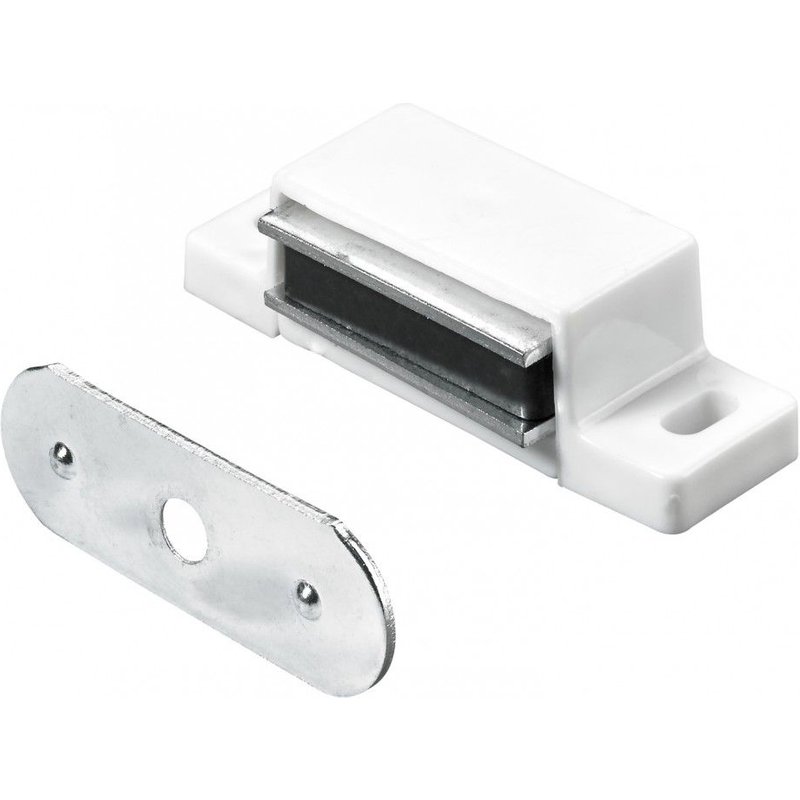 Lot de 4 loqueteaux magnétiques plastique HETTICH, L.14.5 x l.45.3 mm