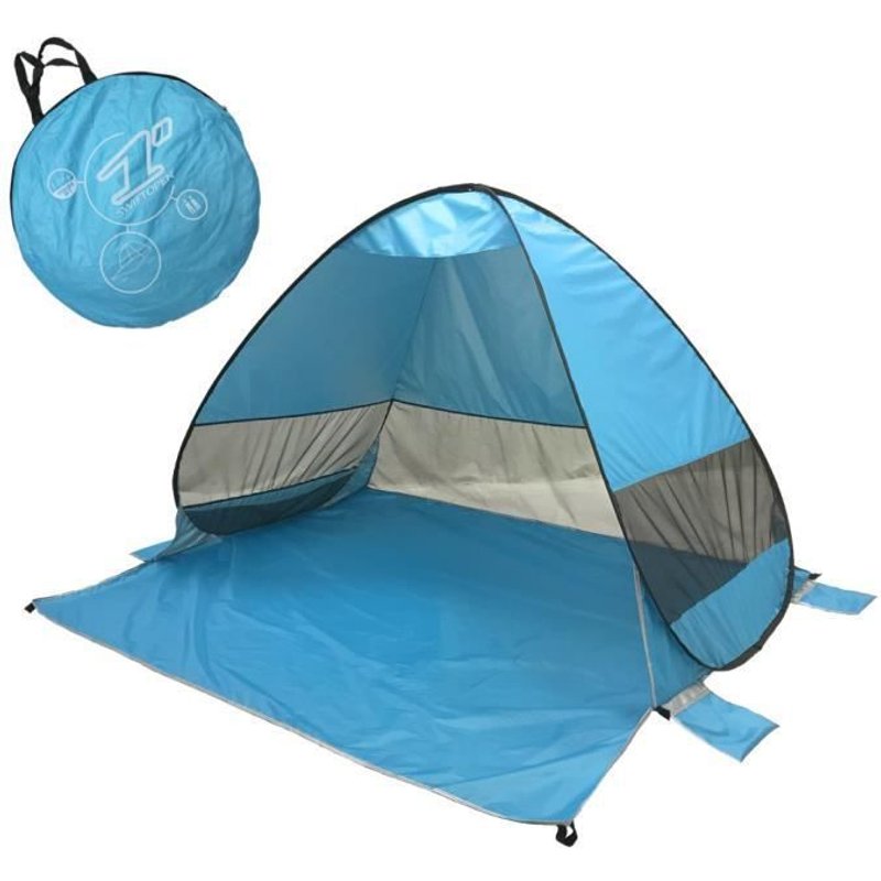 Tente De Plage Anti Uv, Tente Pop-Up Pliable Et Portable Avec Son Sac - Bleu Hobbytech