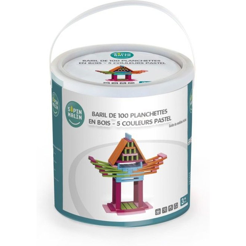 Baril De 100 Planchettes En Bois