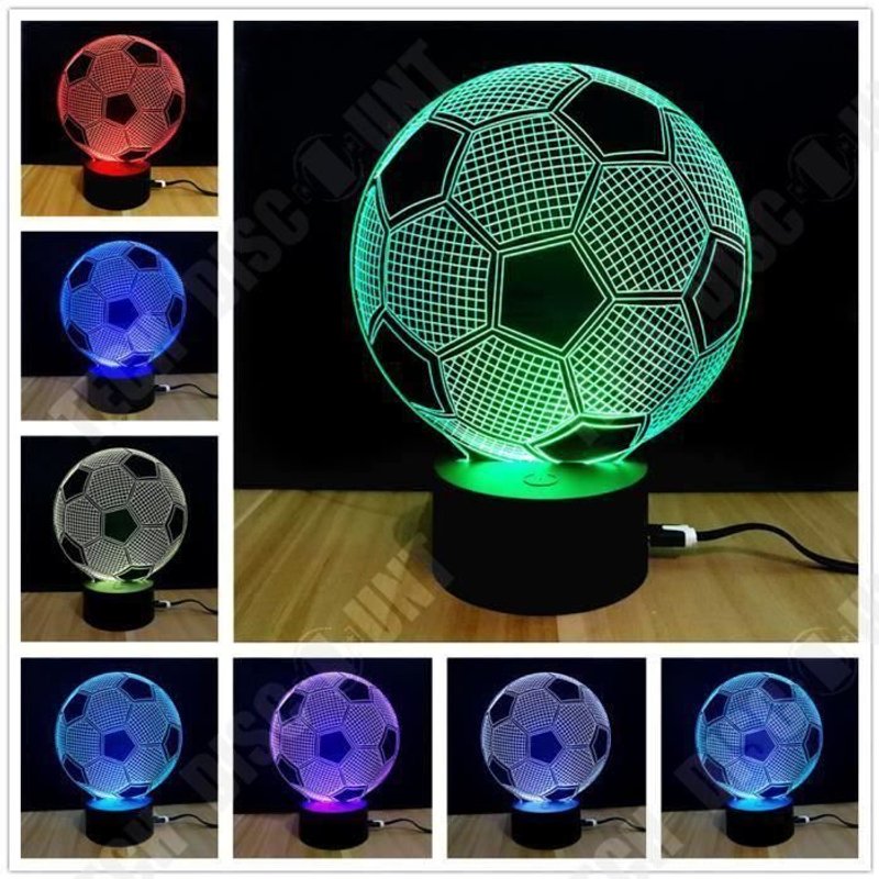 TD® Lampe optique poser décoratif tactile 7 couleurs illusion optique - modèle football - faible consommation câble USB ou 3 piles A