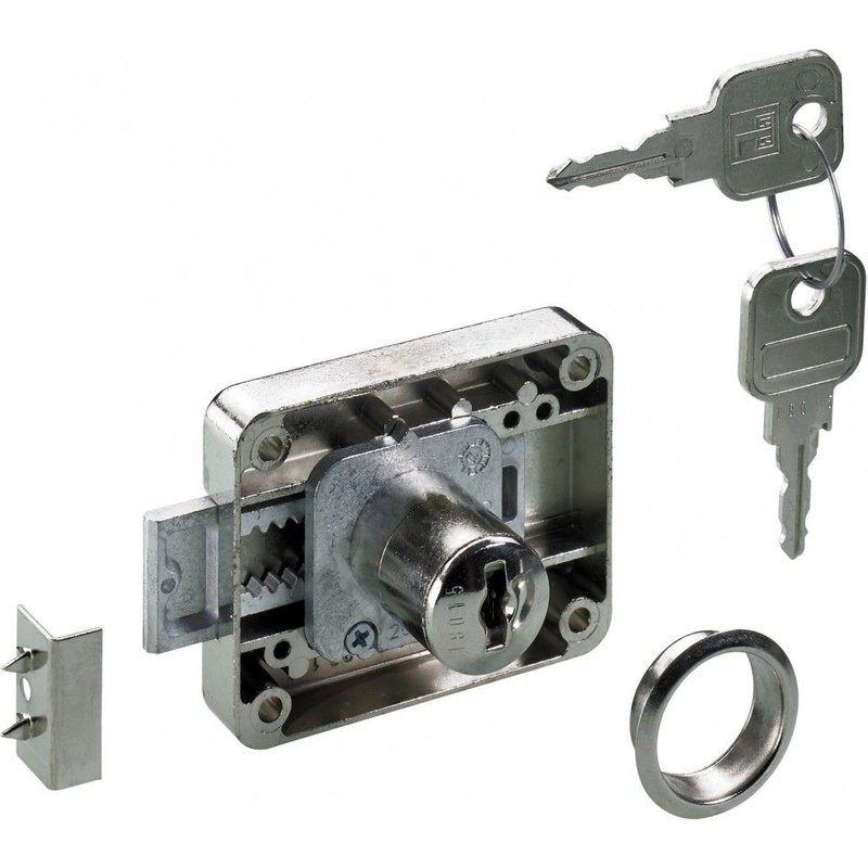 Serrure de meuble acier en applique HETTICH 40 mm réversible