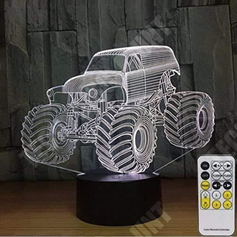 TD® Lampe optique poser décoratif tactile 7 couleurs illusion optique - modèle truck - faible consommation câble USB ou 3 piles AAA