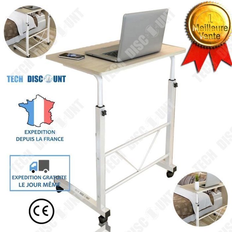 Td® Table De Chevet Lit Chambre À Coucher Ordinateur Portable Sommeil Lecture Pratique Hauteur Ajustable Bureau Bois Couleur Blanche
