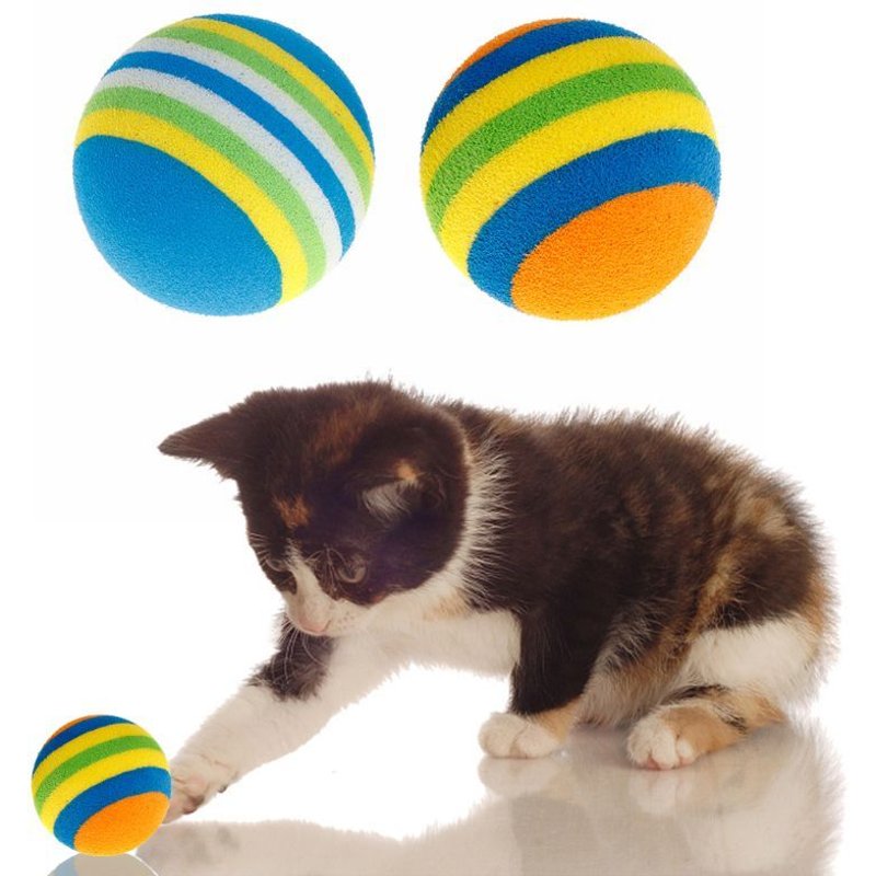 10 Pièces/Ensemble Arc En Ciel D'animal Familier De Boule De Jouets Eva Doux Interactif Chat Chien Chiot Chaton Jouer Drôle Coloré Cadeaux Mâcher Boules Produits Pour Animaux De Compagnie Lasj856