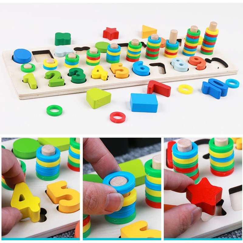Jeux Éducatif Mathématiques Puzzles en Bois, Jouet de Forme de Nombre de Couleur En Bois, Parfait Cadeau Enfant