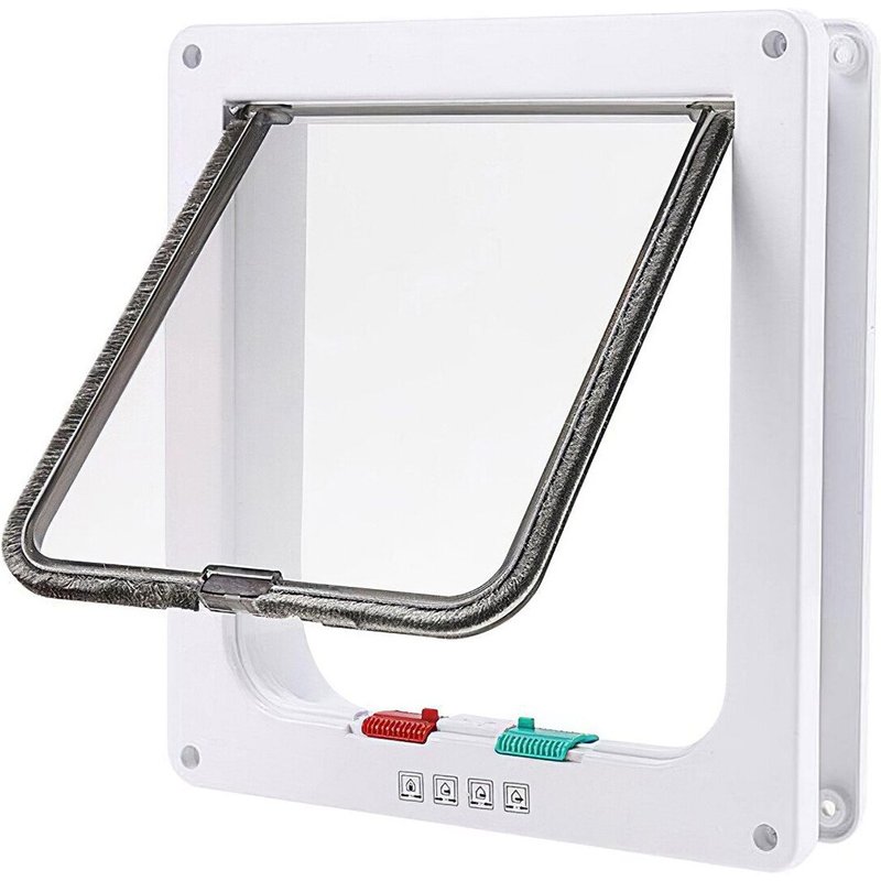 Porte Pour Animaux De Compagnie 4 Voies Verrouillable Chien Chat Chaton Porte Sécurité Rabat Porte Abs Plastique Animal Petit Chat Pour Animaux De Compagnie Chien Porte Porte Fournitures Pour Animaux De Compagnie