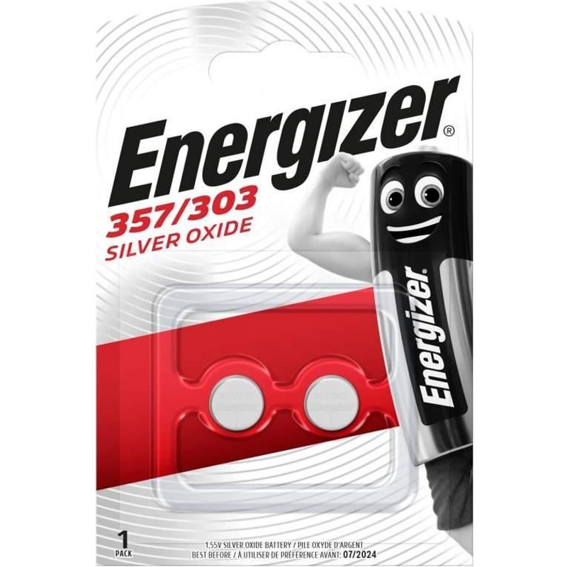 Energizer Blister 2 Piles Boutons 357/303/EPX76/SR1154W/SR44 1,55V