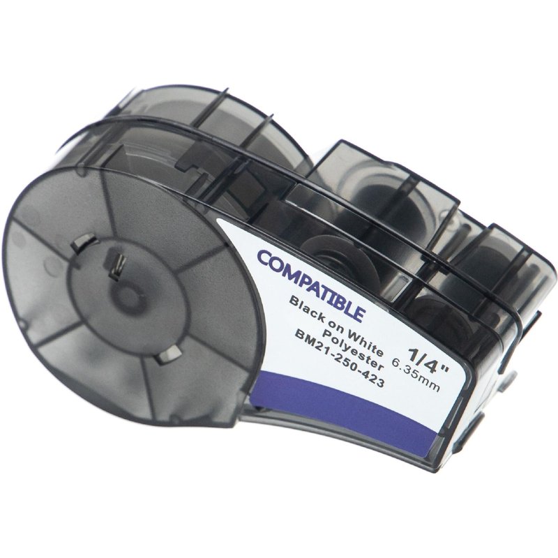 vhbw Ruban compatible avec Brady BMP21, BMP21-LAB, BMP21-PLUS, ID PAL, LABPAL imprimante d'étiquettes 6,35mm Noir sur Blanc