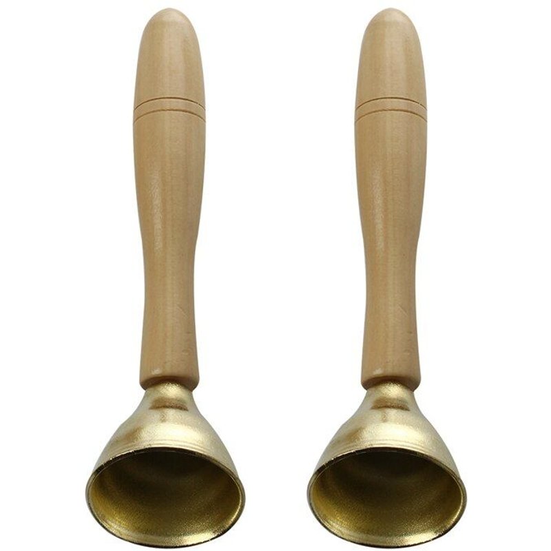 Jouets Musicaux Mini Cloche Dorée Pour Enfants, 2 Pièces, Avec Manche En Bois Jdko73